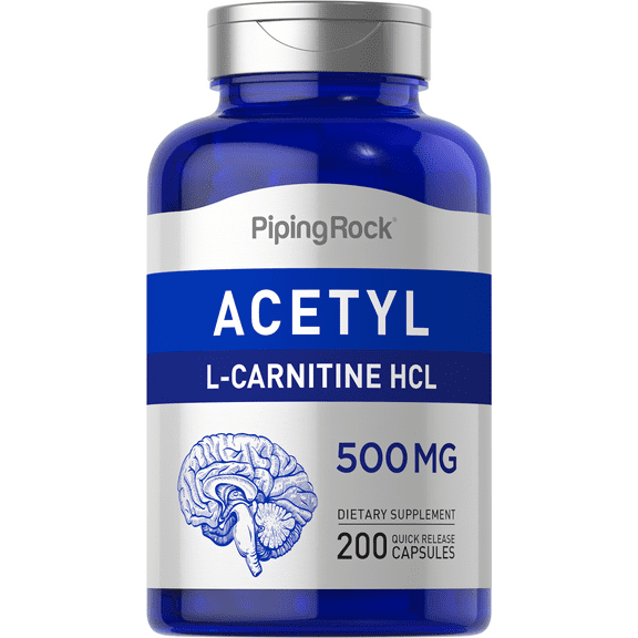 Acetyl L-Carnitine 500mg | 200 Capsules for Men and Women | by Piping Rock