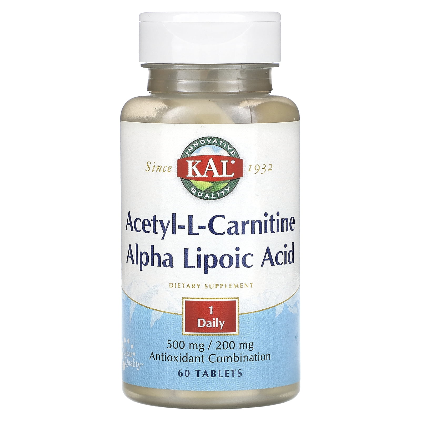 Acetyl-L-Carnitine & Alpha Lipoic Acid, 60 Tablets, KAL - Walmart.com