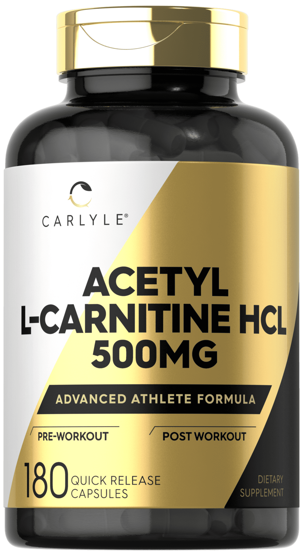 Acetyl LCarnitine HCL 500mg 180 Count Non GMO and Gluten Free