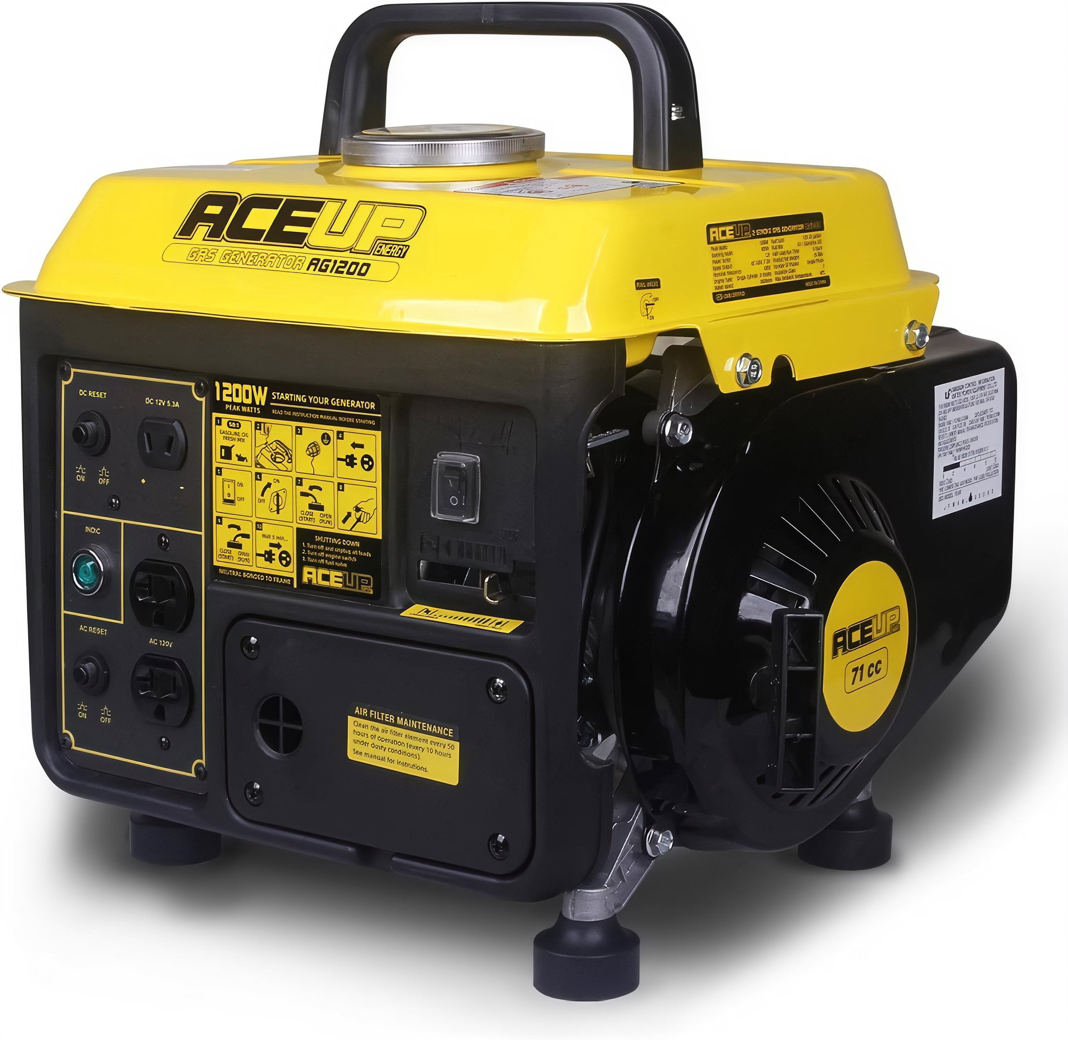 Aceup Energy 1200W Peak Portable Inverter Generator, 900W Running Watts, 59 dB, Pull Cord Start, EPA & CARB Compliant, for Camping & Home Backup
