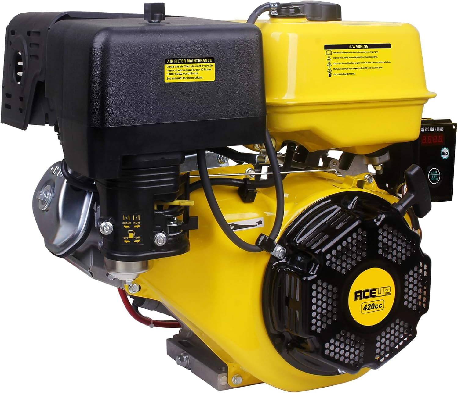 Walmart savings: Aceup Energy  15HP 420cc Gas Engine Horizontal Shaft, 4 Stroke OHV Gas Motor with Electric Start, Shaft 1" (25.4mm) Diameter, 3.48" Long, 1/4" Keyway