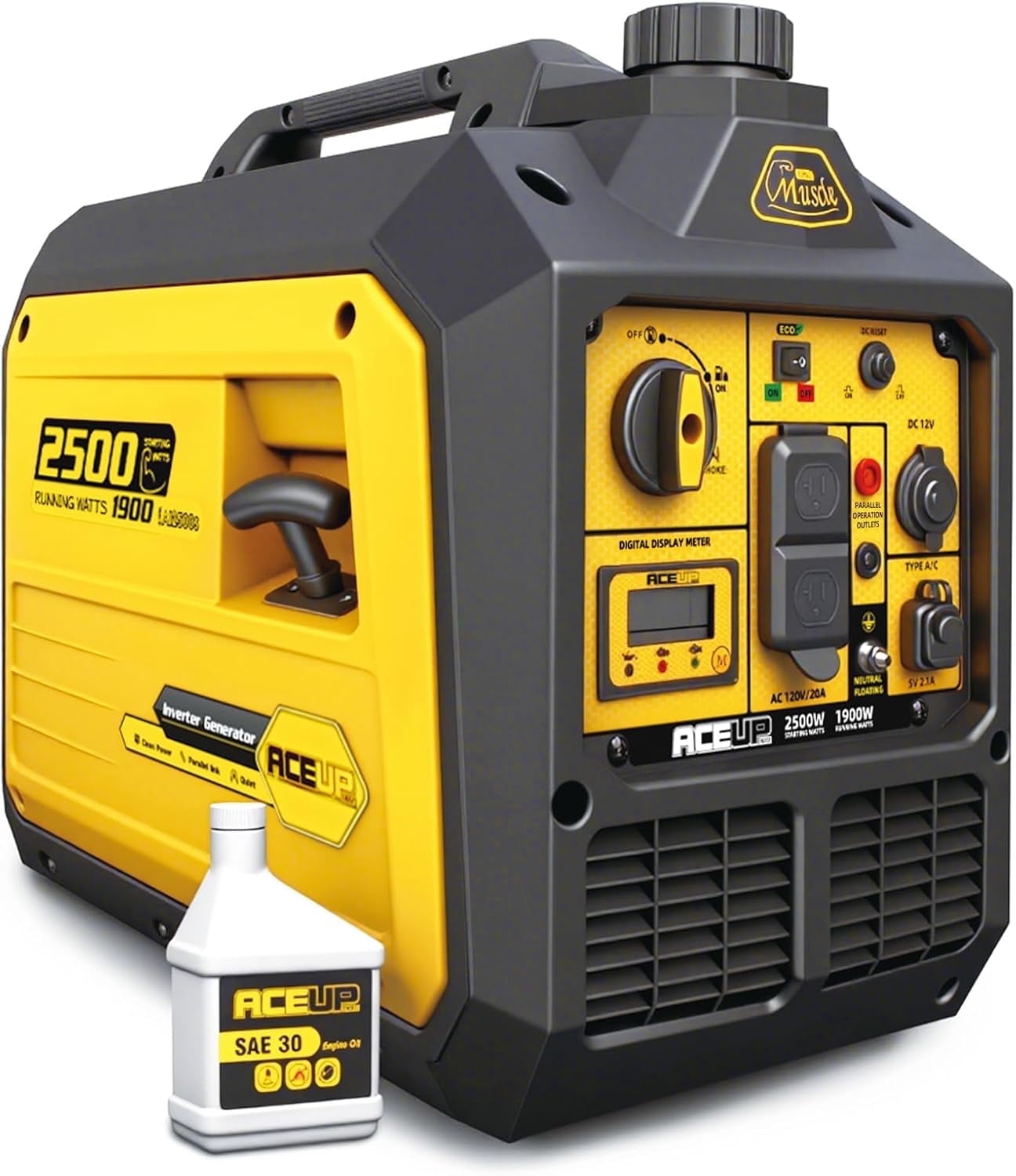 Aceup Energy 2500 Watt Gasoline Inverter Generator, Gas Generator Quiet for Home,2000W RV-Ready, EPA Compliant