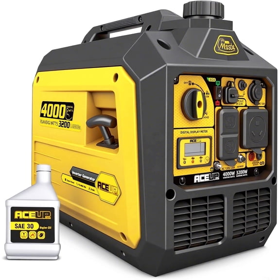 Aceup Energy 4000 Watt Portable Inverter Generator, Gas Powered Generator Quiet for Home, RV-Ready, EPA Compliant