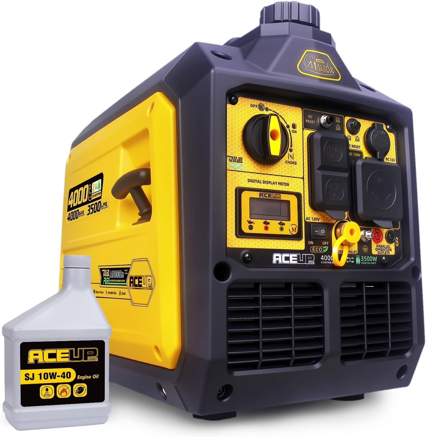 Aceup Energy 4000 Watt Dual Fuel Inverter Generator Portable Quiet, Gas and Propane Powered for Home, RV-Ready, EPA Compliant