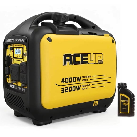 "Aceup Energy 4000W Inverter Gasoline Generator, Super Silent and Compact Design for Camping, EMergence Use,Blizzard Hurricane Weather,Clean Power for Sensitive Electronics"