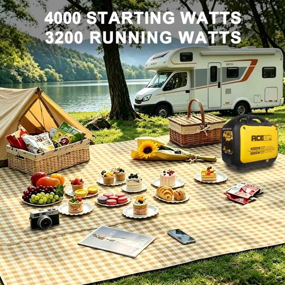 "Aceup Energy 4000W Inverter Gasoline Generator, Super Silent and Compact Design for Camping, EMergence Use,Blizzard Hurricane Weather,Clean Power for Sensitive Electronics"