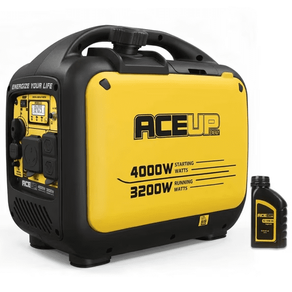 Aceup Energy 4000W Portable Inverter Gas Generator, Super Quiet 62dB with 30A RV Outlet, 3200W Rated, Parallel Ready for Camping, Home Backup & Hurricane