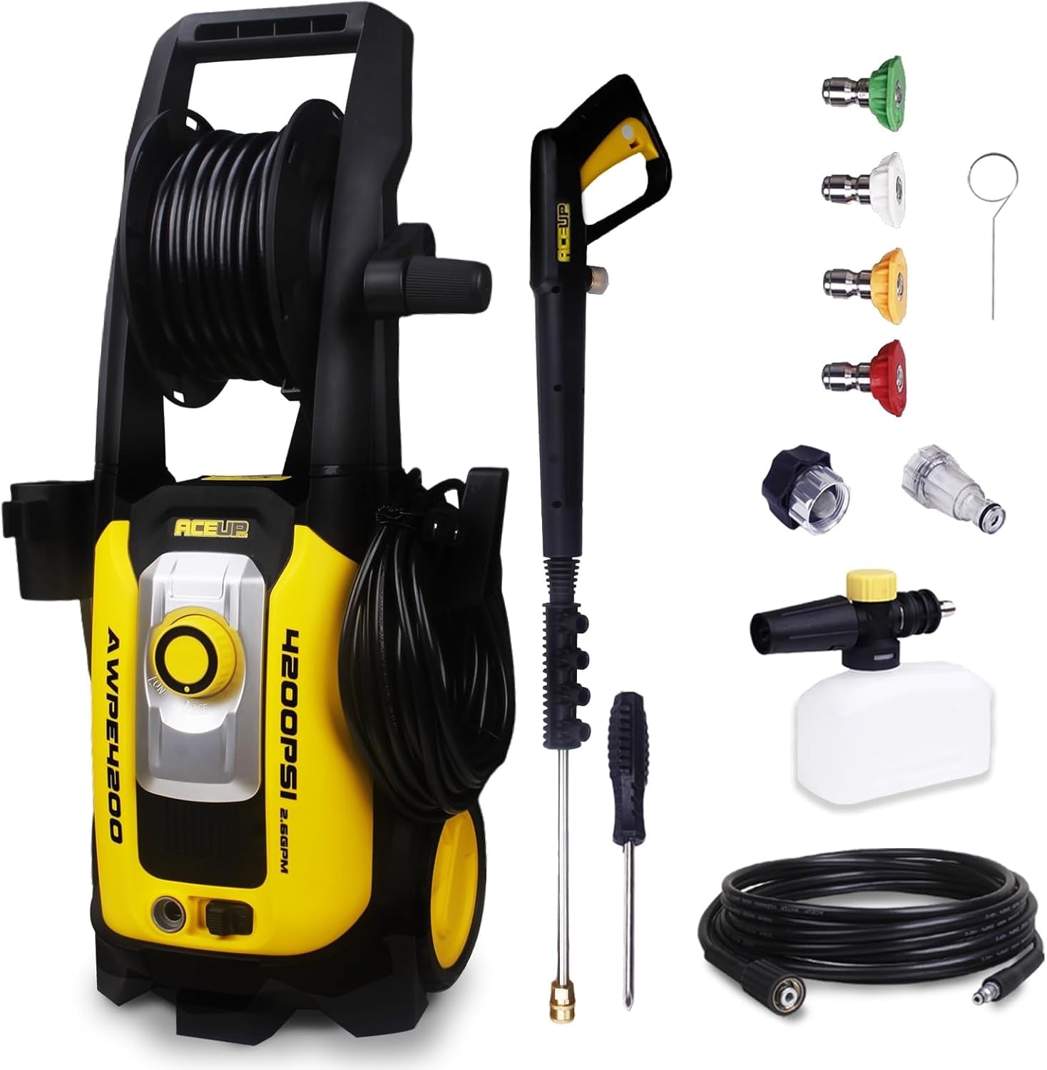 Hidrolavadora eléctrica portátil Aceup Energy 4200 PSI, para lavar autos, cercas, patios y entradas, liviana
