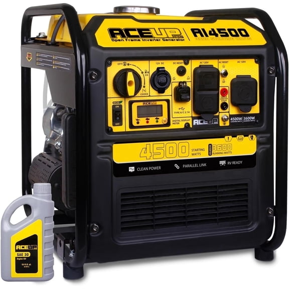 Aceup Energy 4500 Watt Open Frame Inverter Generator, Gas Generator 223CC RV-Ready, Generator EPA Compliant