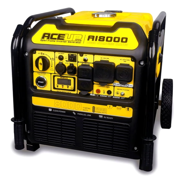 Aceup Energy 8000-Watt Peak 6000-Watt Running Portable Inverter Generator, 322cc Electric Start, RV Ready, EPA Compliant