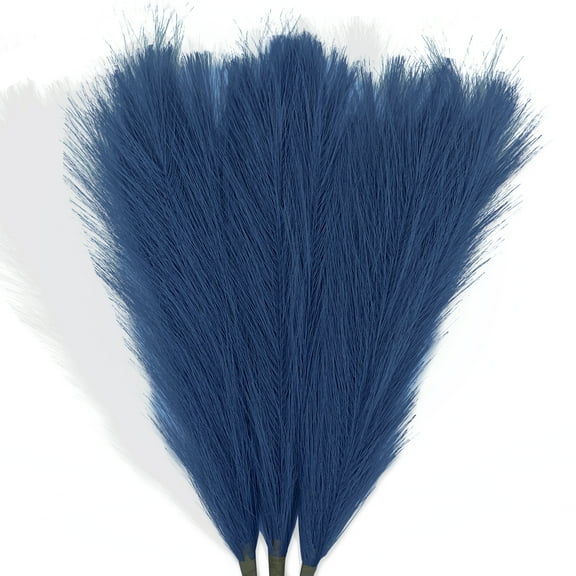 Acfruits Navy Blue Pampas Grass Small, 3 Pcs 17" Faux Pampas Grass Short Decor
