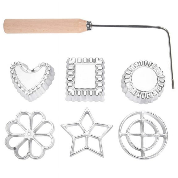 Achappam Mold Bunuelos with Handle Rosette Set,Heart Star Circle Square Cookies for Kitchen Baking Fried