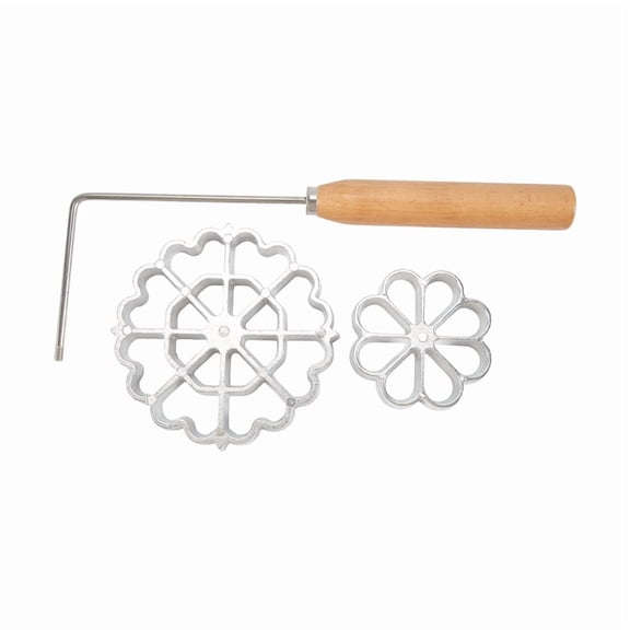Achappam Mould with Wooden Handle, 2 Metal Molds, Rose Flower Cookies Bunuelos Tool Set in OPP Packaging