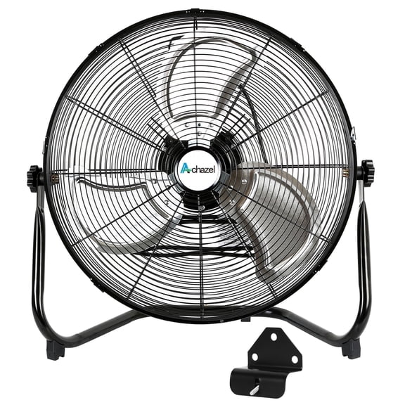 Achazel 20-Inch Industrial Floor Fan, 4650 CFM Metal Air Mover with 3 Speeds, 360° Tilt Head & Wall Mount for Garage, Workshop