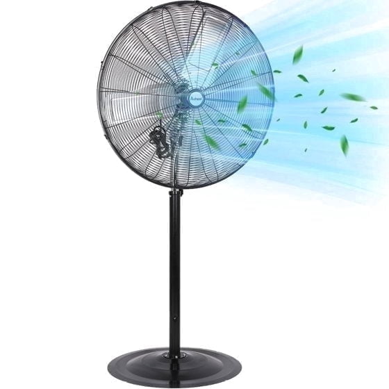 Achazel 30-Inch Heavy-Duty Pedestal Fan, 8900 CFM Metal Cooling Fan with 3 Speeds, Oscillating Head & Adjustable Stand, UL Listed