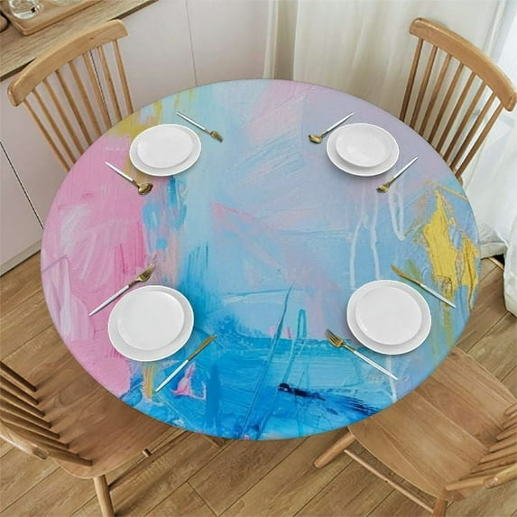 Acheng 0_0 (94) Round Tablecloth, Polyester Fiber, Multiple Sizes, Machine Washable 46-50