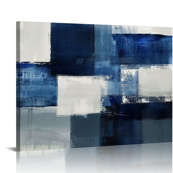 Acheng Abstract Artwork for Wall Decor Blue and Gray Abstract Wall Art Canvas Prints for Living Room Bedroom Office Wall Decor Home Decor Canvas Wall Art Poster Print 20x16in