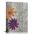 thumbnail image 1 of Acheng Abstract Dahlia Flower Canvas Wall Art Purple &amp; Grey Floral Wall Decor Painting for Living Room Wall Decoration Framed and Stretched Ready to Hang 16x20 in, 1 of 5