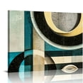 thumbnail image 1 of Acheng  Abstract Wall Art Geometric Circle Block Painting Modern Teal Yellow Brown Picture for Bedroom Living Room Bathroom Home Office Decor Ready to Hang (Teal) 16x12in, 1 of 6