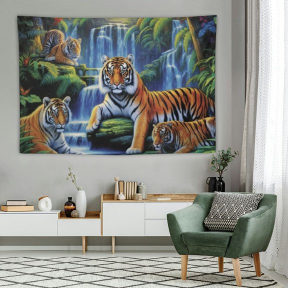Acheng Animals Tiger Tapestry Tropical Rainforest Jungle Tapestries Art Wall Hanging Forest Animal Wall Boho Decor Tapestry for Living Room Decor  60x40in