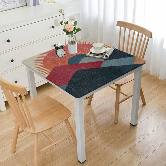 Acheng Art Deco Geometric Abstract Art Square Tablecloth Full Width Single-Sided Printing 100% Polyester Fiber 52*52
