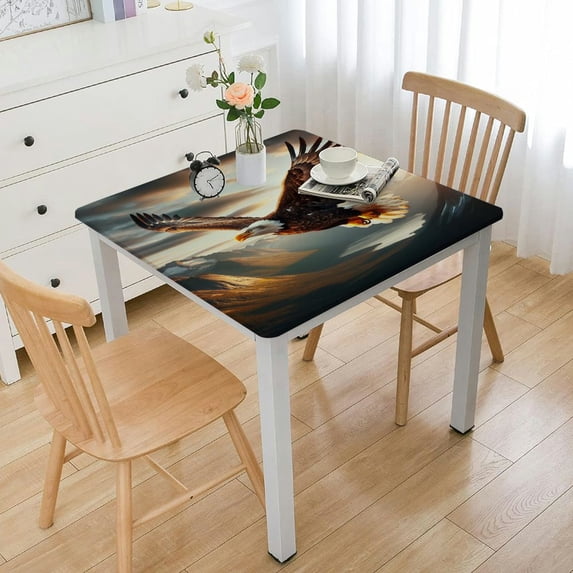 Acheng Bald Eagle Mountain Landscape Square Tablecloth with Elastic Edge 100% Polyester Fiber 40*40