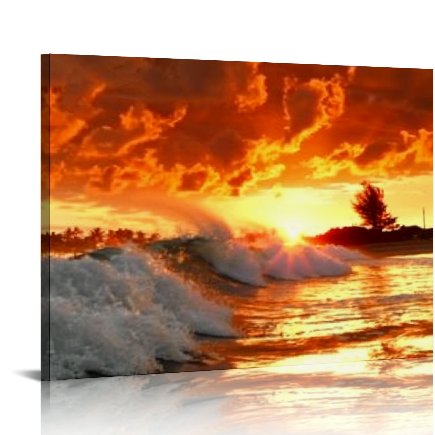 Acheng Beach Sunset in Hawaii Wall Art Painting On Canvas Artwork ...