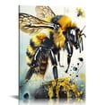 thumbnail image 1 of Acheng Bee Canvas Painting Wall Art, A Bee With Large Yellow Splashes Of Paint Picture Prints Artwork, Home Decor for Gift 12x16 in, 1 of 5