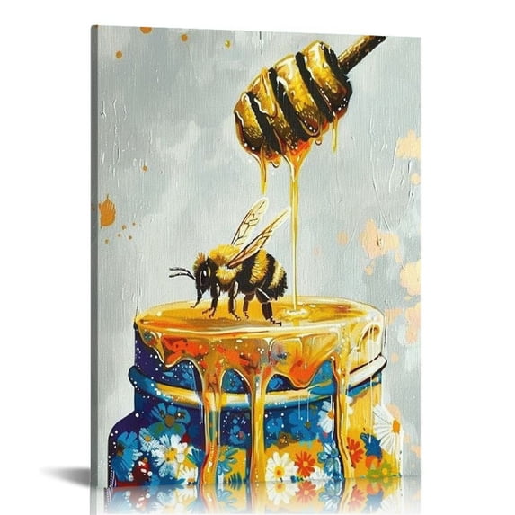 Acheng Bee Canvas Wall Art Painting Poster Prints Insect Artwork Pictures Decoration for Kitchen 16x20 in