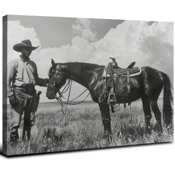 Acheng Black Cowboy Poster Horse in Western Landscape in Vintage Wall Art Black Poster Canvas Wall Art PostCanvas Painting Posters And Prints Wall Art Pictures for Living Room Bedroom Decor 16x12inch