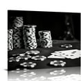 thumbnail image 1 of Acheng  Black and White Canvas Art Poker Cards with Chips Picture Painting Poster for Pub Bar Casino Wall Decoration Modern Home Decor Ready to Hang (Small) 20x16in, 1 of 6
