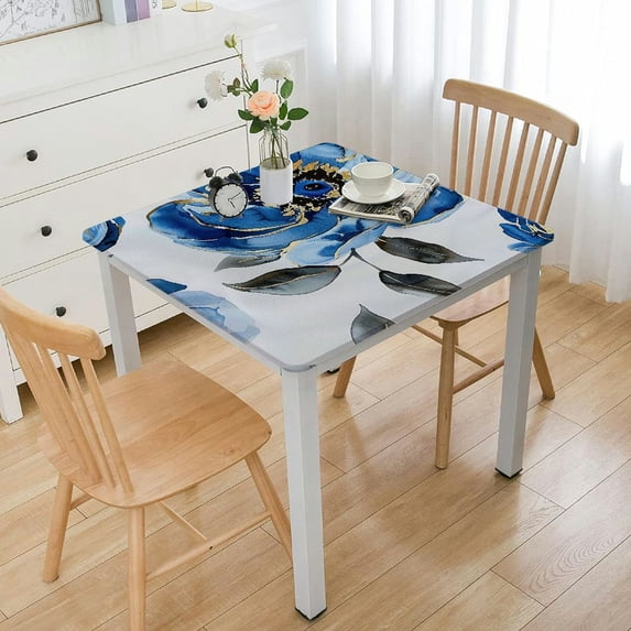 Acheng Blue Flower Square Table Cover 100% Polyester Fiber 40*40