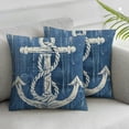 thumbnail image 1 of Acheng Blue Ocean Vintage Wood Plank Throw Pillow Covers Decor Nautical Theme Boat&nbsp;Anchor Seahorse Sea Star Conch Pillowcase Sofa Couch Cushion Cover,2 Pcs(Ocean) White, 1 of 6