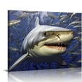 thumbnail image 1 of Acheng  Blue Ocean Wall Art Great White Shark Catching Fish Pictures Prints On Canvas Underwater Animal Painting Artwork Decor for Bathroom Bedroom Living Room Home Decoration 20x16in, 1 of 6