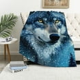 thumbnail image 1 of Acheng Blue Wolf Blanket for Son Girls Kids Adults Wolf Throw Blanket Winter Wolves Animal Sherpa Blanket Lightweight Thick Warm Wolf Soft Plush Blanket for Bed Couch  60x80in, 1 of 6