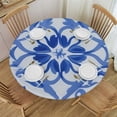 thumbnail image 1 of Acheng Blue and White Pattern Round Tablecloth Outdoor Fitted 100% Polyester Fiber 54-58, 1 of 8