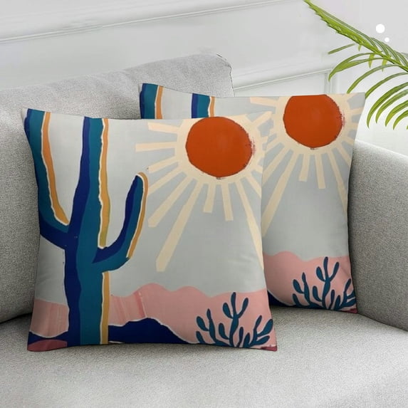 Acheng Boho Abstract Throw Pillows,Watercolor Sun Moon Throw Pillow Cover Nature Desert Landscape Modern Art Cushion Cover, Boho Throw Pillows for Sofa Bedroom Decor,2 Pcs White
