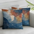 thumbnail image 1 of Acheng Boho Pillow Covers Set of 2 Navy Blue Burnt Orange Throw Pillows Outdoor Bohemian Mid Century Modern Abstract Decorative PillowCase Square Farmhouse Cushion Case Decor for Couch Sofa Bed White, 1 of 6