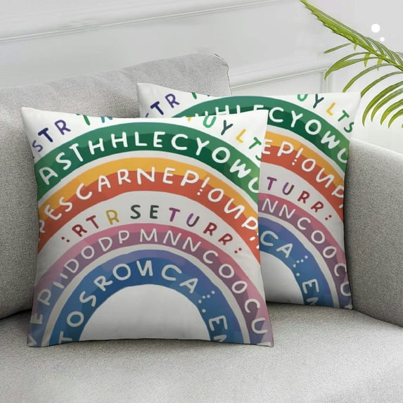 Acheng Boho Rainbow Pillow Covers, Reading Corner Decor for Classroom Pillow Case, Home Bedroom Playroom Calming Corner Throw Pillow Covers Set of 2 White