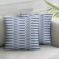 thumbnail image 1 of Acheng Boho Throw Pillow Covers Set of 2, Farmhouse Decorative Pillow Covers for Couch, White and Blue Striped Square Throw Pillow Cases White, 1 of 6