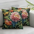 thumbnail image 1 of Acheng  Bright and Cheery Peony Floral Sofa Pillow Cover Pink Peony Chinoiserie Flower Throw Pillow Cushion Chinoiserie Chic Asian Farmhouse Pillow Sham for Bedroom,Set of 2 White, 1 of 6