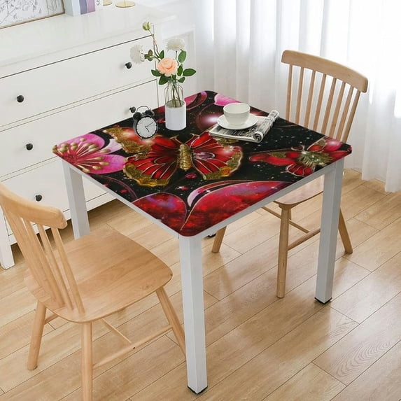 Acheng Butterfly Flowers Square Table Cloth 100% Polyester Fiber 40*40