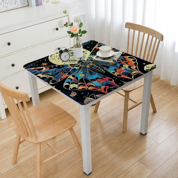 Acheng Butterfly Skull Moon Square Tablecloth Great for Home Kitchen/Parties/Holiday Dinner 100% Polyester Fiber 40*40