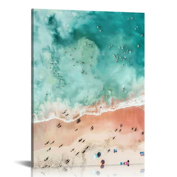 Acheng Canvas Posters and Print Pictures Printable Busy Bulli Beach Nsw Australia Wall Art Sydney Australia Photography Blue Ocean Home Decor Drone Modern Art Decoration Frame 12x16 in