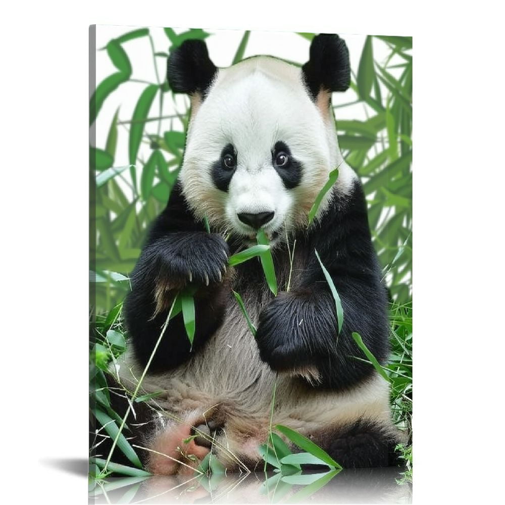 Acheng Canvas Print Wall Art Giant Panda Chewing on Bamboo Shoot ...