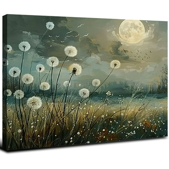 Acheng Canvas Wall Art For Bathroom Dandelion Canvas Print Abstract Canvas Wall Art Modern Flower Artwork Landscape Floral Prints for Bedroom Living Room Decorations Home Office Decor 20x16inch