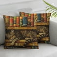 thumbnail image 1 of Acheng Cat Throw Pillow Cover Funny Cartoon Bookshelf Sleeping Cat Decorative Pillowcase for Sofa and Bed Couch,&nbsp;Suitable for All Season Pillow Case for Room Bedroom Sofa Chair,2 Pcs White, 1 of 6