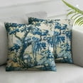 thumbnail image 1 of Acheng Chinoiserie Pillow Cover Asian Scenic Blue and Grey Throw Pillow Covers Farmhouse Tree Pillow Case Cushion Covers for Sofa Couch Living Room,2 pcs White, 1 of 6