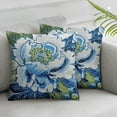 thumbnail image 1 of Acheng Chinoiserie Pillow Cover Teal Flower Navy Blue Throw Pillow Covers Floral Outdoor Farmhouse Pillowscase Square Cushion Covers for Sofa Couch Bedroom Living Room Decoration,2 pcs White, 1 of 6