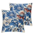thumbnail image 1 of Acheng Chinoiserie Pillow Cover  Vintage Blue Flower Throw Pillow Covers Spring Summer Floral Outdoor Pillow Cases Cushion Covers for Couch Sofa Bedroom Chinoiserie Decor Set of 2 18x18in, 1 of 7